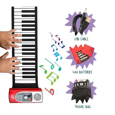 China Digital Small Flexible Silicon Usb Mini Children Toy Play Mat Quarter Grand Piano Foldable Piano for sale