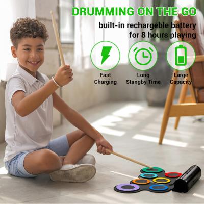 China Professional Silicone Kids Hand Pads Unit Portable Flexible Foldable Musical Jazz Hand Instruments Drum Set for sale