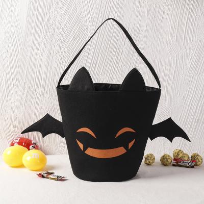 China Eco-Friendly / Reusable Black Bat Monogram Halloween Bucket For Kids Candy Bag Trick Or Treat Bucket for sale