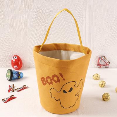 China Cheerful Halloween Trick or Treat Halloween Gift Kids Candy Bag Cartoon Ghost Pattern Festival Eco-Friendly/Reusable Halloween Bucket Bag for sale