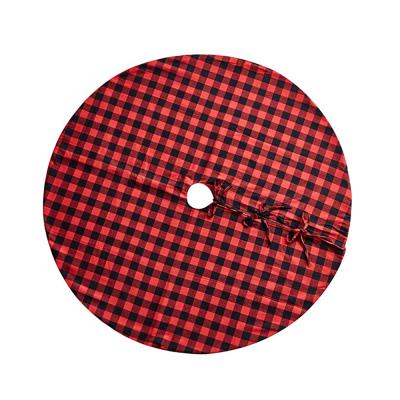 China Buffalo Plaid Tree Skirt 48 Inch Christmas Tree Borders Red and Black Double Layers Check Buffalo Plaid Skirts for Outdoor Indoor Christmas Decorations for sale