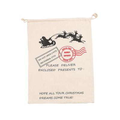 China Eco-Friendly Santa Sacks Wholesale Personalized Christmas Big Santa Sacks Cotton Drawstring Santa Bag Sales Hot Drawstring Bags for sale