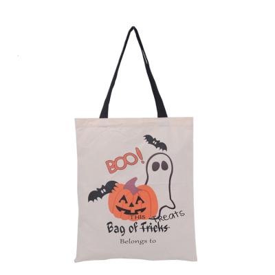 China Hallowen Wrapping Drawstring Wholesale Reusable Canvas Tote Halloween Drawstring Gift Bags Trick or Treat Bags Novelty for sale