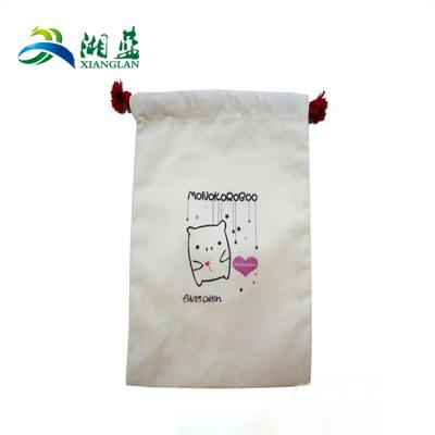 China High Quality Eco - Friendly / Reusable Small White Cotton Bags , Gift Pouch With Cotton Drawstrings for sale