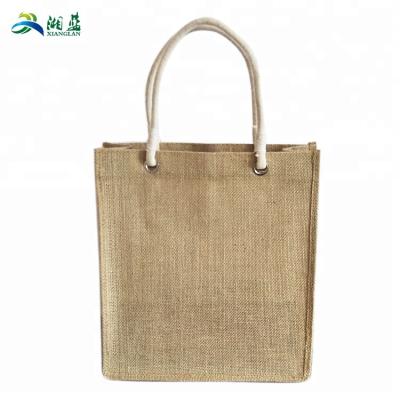 China Custom Jute Bag Logo Printed Shopping Tote Bag Wholesale Cheap Friendy Eco Jute Bag for sale