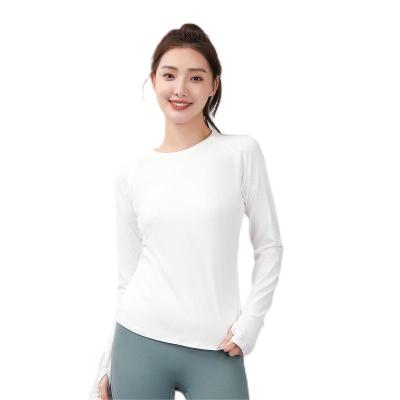 China Breathable Fitness Sports Running Naked Wear Yoga Long Sleeve Clothing Outdoor Loose Breathable High Elastic Sunscreen Quick-drying for sale