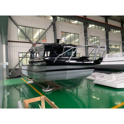 China New Design 9.6m Australia Aluminum Pontoon Boat Fishing Enclosed Cabin Aluminum Fishing Boat for sale