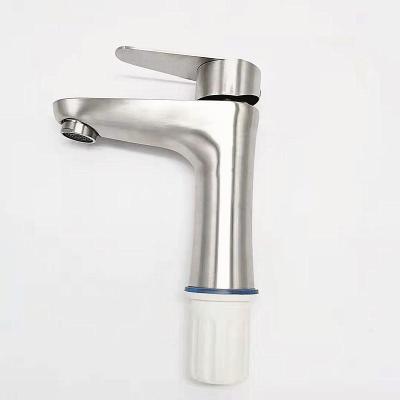 China 201 Stainless Steel Size Water Brushed Single Hole Hot And Cold Mixed Taps Bathroom Sink Bathroom Basin Kitchen Faucets for sale