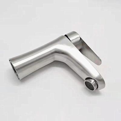 China 201 Stainless Steel Size Water Brushed Single Hole Hot And Cold Mixed Taps Bathroom Sink Bathroom Basin Kitchen Faucets for sale