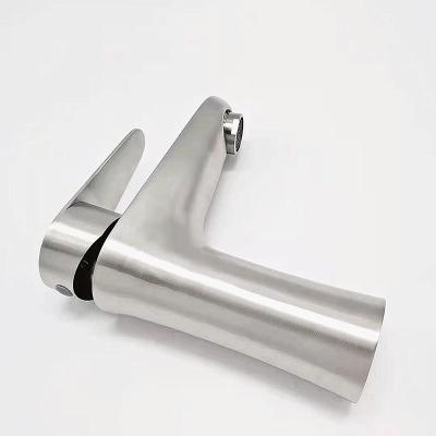 China 201 Stainless Steel Size Water Brushed Single Hole Hot And Cold Mixed Taps Bathroom Sink Bathroom Basin Kitchen Faucets for sale