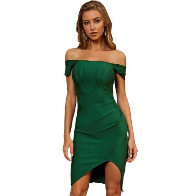 China New Style Hot Sale Anti-static Elegant High Waist Round Mesh Contrast Bandage Dress Central Institute Of Statistics Neck Midi Dress for sale