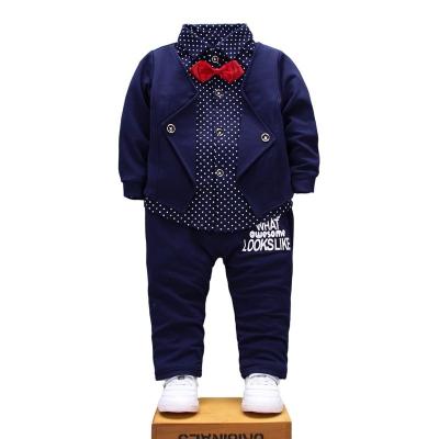 China ENGLAND NAME wholesale 1-4 years old two-piece fashion children's clothing Spring and Autumn Coat Gentleman Dot baby bow tie suit baby boys small for sale