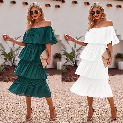 China Anti-Wrinkle Fashion Fabric Girl Skirt Elegant Trending Casual Solid Color Women Dress for sale