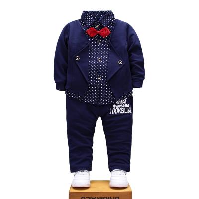 China Spring And Autumn Birthday Bow Tie Suit Boy Two Piece Dress Polyester/Cotton Kids Clothing for sale