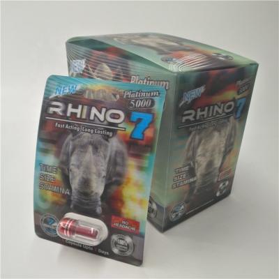 China Moisture Proof Hot Selling Red Capsule Rhinoceros MV7 Pill Packaging Paper Cards With Display Box for sale