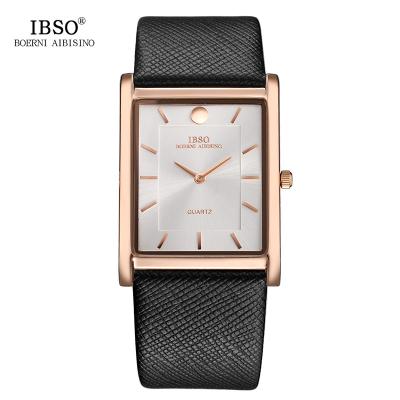 China Luxury Water Resistant IBSO Mens Quartz Watches Genuine Leather Wrist Watch For Men for sale