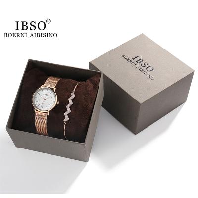 China IBSO 2021 New Water Resistant Watch Set Gift For Women Customized Logo Luxury Jewelry Women Quartz Watches for sale