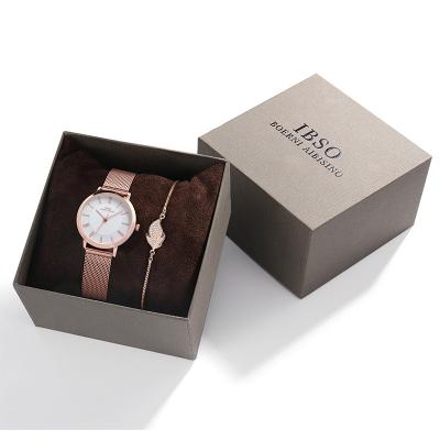 China IBSO 2021 New Water Resistant Watch Set Gift For Women Customized Logo Luxury Jewelry Women Quartz Watches for sale