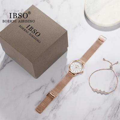 China IBSO Water Resistant Women Wrist Quartz Movement Watch Women Luxury Custom Jewelry Watch Gift Set for sale