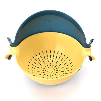 China Viable Dual Function Plastic Folding Colander Fruit Strainers Vegetable Strainers for sale