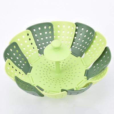 China Sustainable Selling Amazon Hot Folding Food Vegetable Steamer Basket Plastic Steamer Rack for sale