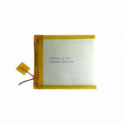 China Digital mini 2mm smallest products thickness 530mah ultra thin 3.7v lipo battery for sale