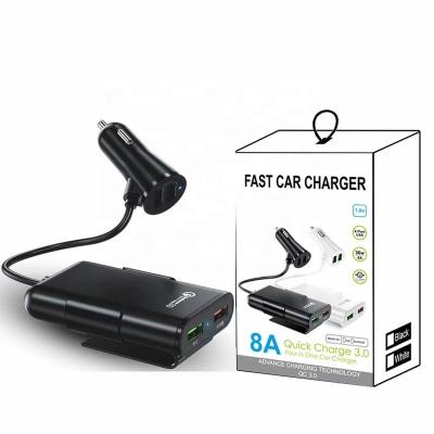 China China-chic new spot mobile phone charger qc3.0 with 4USB cable fast charging car charging 8A front and rear car charging manufacturers for sale