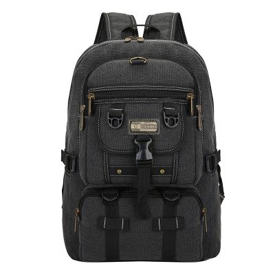 China Recycled Vintage Custom Black Canvas Backpack High Quality Handmade Backpacks Retro for sale