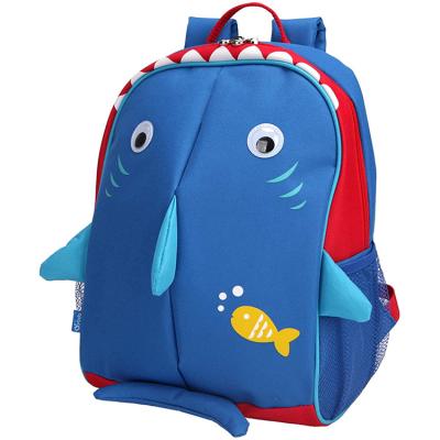 China Wholesale Customized Waterproof Lucky Shark Pattern Reflective Fins Small Kids Children School Backpack Travel Bags for sale