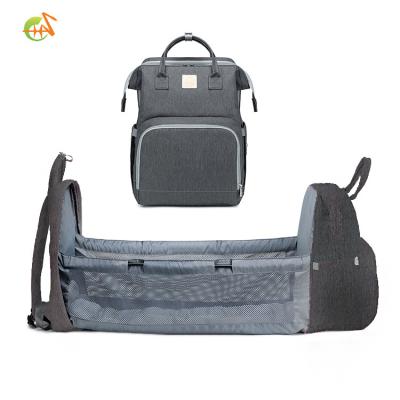 China The Big Gray Unsex Waterproof Travel With Bed Multifunctional Mummy With Nylon Crib Diaper Bag for sale