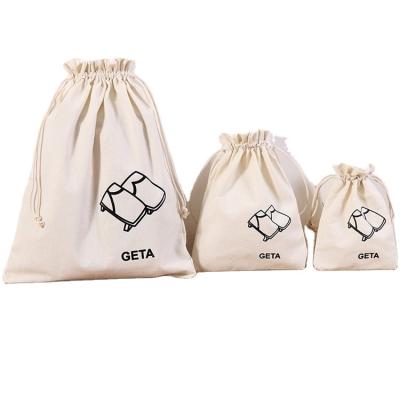 China 2021 Eco-Friendly Wholesale Custom Cotton Cloth White Cotton Fabric Custom Canvas Rope Small Drawstring Bags for sale