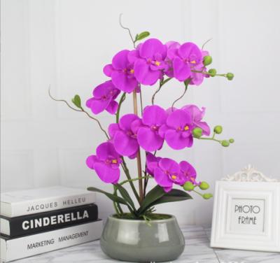 China 2023 Polyester Amazon New Product Artificial Butterfly Orchid Flower Bonsai With Ceramic Vase For Home Decorative for sale