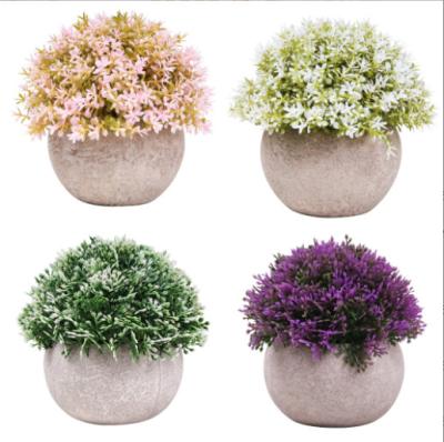 China Plastic 4 Pcs Plants Dairy Fake Small Artificial Mini Greenery Plants For Home Decor Indoor Faux Plants In Pots for sale