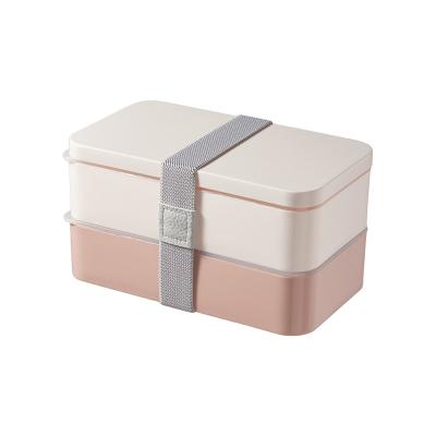 China 2022 Microwavable Microwavable Plastic 2 Layer Bento Lunch Boxes With Cutlery for sale