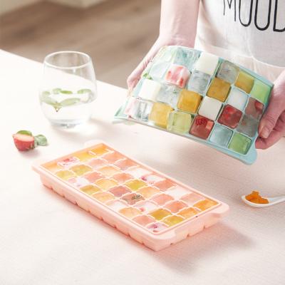 China Sustainable Reusable Square Silicone Ice Cream Ice Cube Tray Mini Mold 36 Cavity for sale