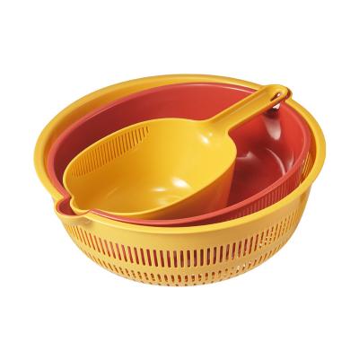 China Viable Kitchen Drain Basket Bowl Rice Strainer Basket Vegetable and Fruit Drain Storage Basket Set for sale