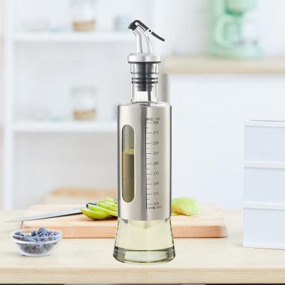 China New Design Multifunctional Kitchen Oil Dispenser Stainless Steel Bottle With Scale for sale