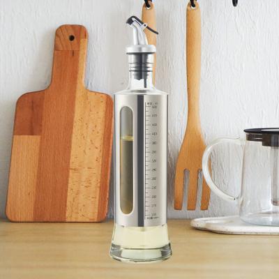 China Multifunctional Hot Selling Wholesale Clear Kitchen Cooking Oil Vinegar Sauce Dispenser Leakproof Glass Measuring Bottle for sale