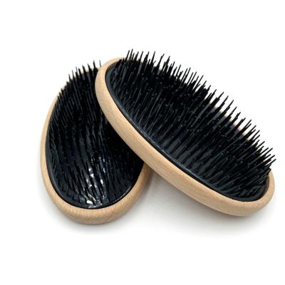 China Wholesale Private Label Hair Brush Natural Wood Comb Naturally Eco-Friendly Logo Detangling Wood Afro Brush Custom Magic For Curly Hair for sale