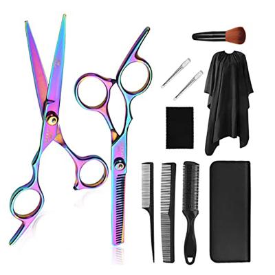 China Thinning Scissors Rainbow Color Thinning Scissors Barber Hair Scissors Hair Cutting Thinning Shears Kit Stainless Steel Barber Scissors Set for sale