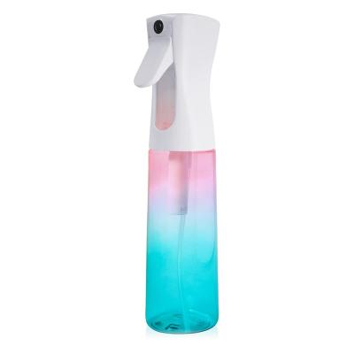 China Household Productsc Custom Plastic Blue Pink Transparent Empty Fine Mist Spray Bottle For Hairdressing Reusable Continuous Hairspray Bottle for sale