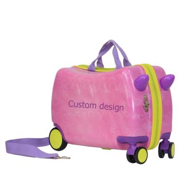 China PP+ABS Custom Design Multicolor Suitcase Kids Case Ride On Luggage for sale