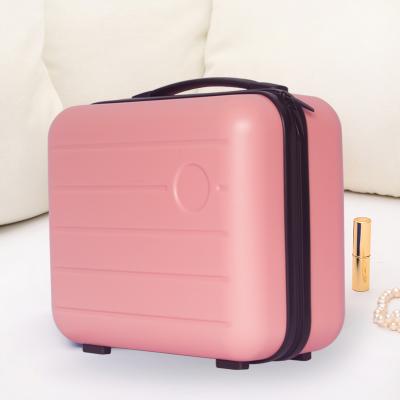 China NEW OEM Fashion ABS Shell Mini Hard Pink Red Pink Travel Bag Cosmetic Bag Carry Organizer Suitcase For Ladies for sale