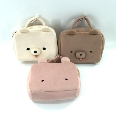 China Cute Girls Cute Soft Short Cosmetic Bag Cartoon Plush Rabbit Shape Makeup Storage Bag for sale