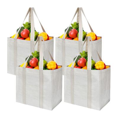 China Wholesale Custom Handled Grocery Bag With Reinforced Hard Bottom Universal Heavy Duty Shopping Tote Bag for sale