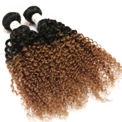 China Curl 100% Virgin Hair 10A Curly Ombre Hair Bundles With Malaysian Hair for sale