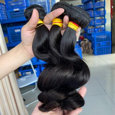 China 100% Human Hair Bundles Pure Virgin Human Hair Weave And Closure Can Be Low Factory Price Curved Loose Wave Bundle for sale