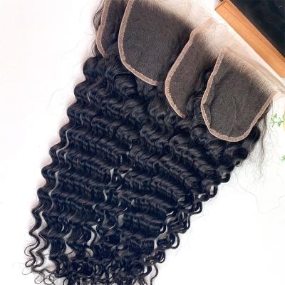 China Mink Human Unprocessed Virgin Aligned Brazilian Raw Deep Wave Vendor Aligned Deep Wave 4*4 Glamoroushair Hair 12a Cuticle Extension Bundle for sale