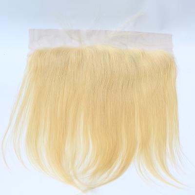 China Silky soft no tangle& 613 Human Hair Shedding Straight Human Hair 13*4 Blonde Frontal Raw With Indian for sale