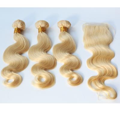 China Silky soft no tangle& 10A One Shedding Set 613 Body Wave Bundle With Raw Closure Hair With Brazilian Hair for sale